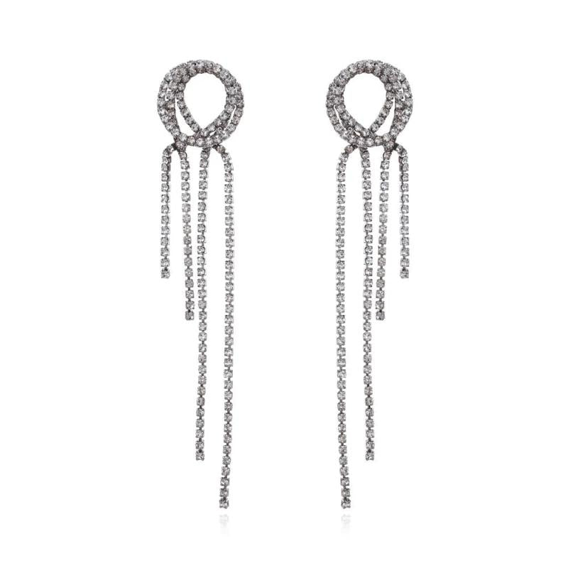 Crystal Tassel Drop Earrings Glass Chain Ear Jewelry