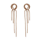 Crystal Tassel Drop Earrings Glass Chain Ear Jewelry