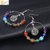 CSJA 7 Chakra Tree of Life Drop Earrings