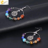 CSJA 7 Chakra Tree of Life Drop Earrings