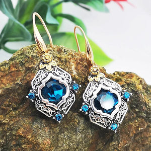 Ethnic Gem Stone Dangle Earrings Women Crystal Earrings