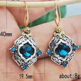 Ethnic Gem Stone Dangle Earrings Women Crystal Earrings