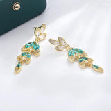 925 Silver Zircon Green Gem Tassel Earrings Birthday Jewelry Gift
