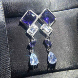 Retro Court Crystal Earrings with Yellow Gem Square Zircon
