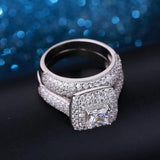Tibetan Silver Wedding Rings Set for Women Engagement LR149