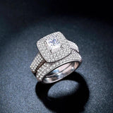 Tibetan Silver Wedding Rings Set for Women Engagement LR149