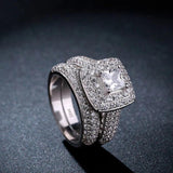 Tibetan Silver Wedding Rings Set for Women Engagement LR149