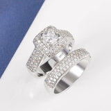 Tibetan Silver Wedding Rings Set for Women Engagement LR149