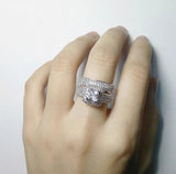 Tibetan Silver Wedding Rings Set for Women Engagement LR149