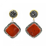 Square Gem Stone Earrings Vintage Wedding Party Jewelry