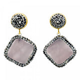 Square Gem Stone Earrings Vintage Wedding Party Jewelry
