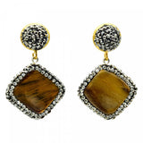 Square Gem Stone Earrings Vintage Wedding Party Jewelry