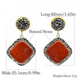 Square Gem Stone Earrings Vintage Wedding Party Jewelry