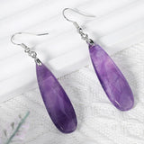 CSJA Natural Stone Earrings Reiki Gem Stone Beads Dangle Hook Drop Earring