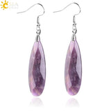 CSJA Natural Stone Earrings Reiki Gem Stone Beads Dangle Hook Drop Earring