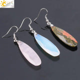 CSJA Natural Stone Earrings Reiki Gem Stone Beads Dangle Hook Drop Earring