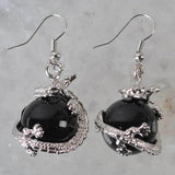 Natural Agate Bead Dragon Dangle GEM Earrings Jewelry T214