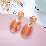 Crystal Glass Earrings Jewelry Oval Gem Dangle Drop Earrings For Women