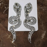 Vintage Rhinestone Gems Snake Dangle Earrings Baroque Style