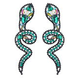 Vintage Rhinestone Gems Snake Dangle Earrings Baroque Style