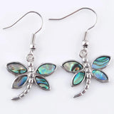 Abalone Shell Dragonfly Dangle Earrings For Women