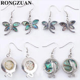 Abalone Shell Dragonfly Dangle Earrings For Women