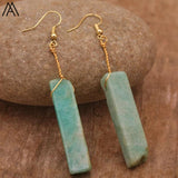 Natural Gemstone Dangle Earrings Amethyst Amazonite Boho Party Jewelry