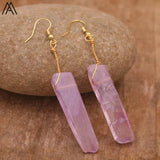 Natural Gemstone Dangle Earrings Amethyst Amazonite Boho Party Jewelry