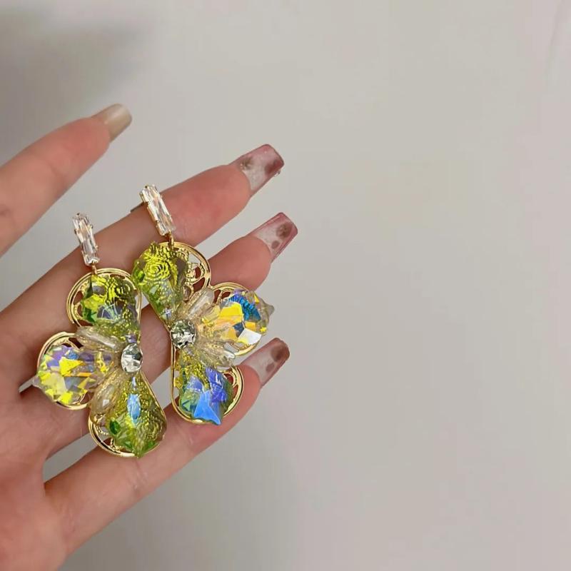 Colorful Fairy Gem Petal Holiday Earrings