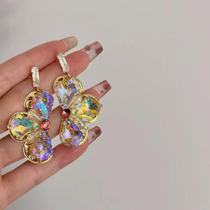 Colorful Fairy Gem Petal Holiday Earrings