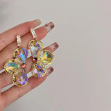 Colorful Fairy Gem Petal Holiday Earrings