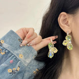 Colorful Fairy Gem Petal Holiday Earrings