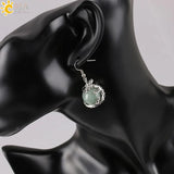 CSJA Dragon Shape Clear Crystal Drop Earring Reiki Gem Stone Pendant