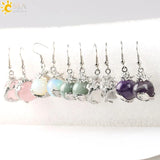 CSJA Dragon Shape Clear Crystal Drop Earring Reiki Gem Stone Pendant
