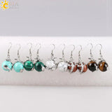 CSJA Dragon Shape Clear Crystal Drop Earring Reiki Gem Stone Pendant