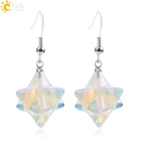 CSJA Gem Stone Merkabah Star Drop Earrings Opal Pink Crystal Lazuli Reiki F021