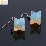 CSJA Gem Stone Merkabah Star Drop Earrings Opal Pink Crystal Lazuli Reiki F021