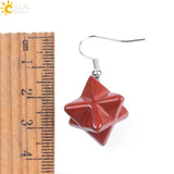 CSJA Gem Stone Merkabah Star Drop Earrings Opal Pink Crystal Lazuli Reiki F021