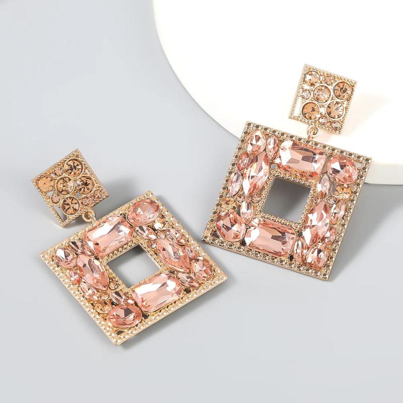 Rhinestone Square Pendant Earrings For Women