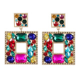 Rhinestone Square Pendant Earrings For Women