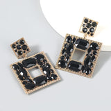 Rhinestone Square Pendant Earrings For Women