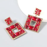 Rhinestone Square Pendant Earrings For Women