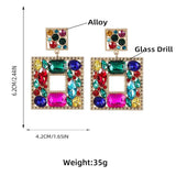 Rhinestone Square Pendant Earrings For Women