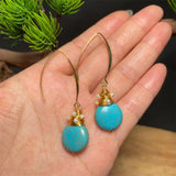 Turquoise Beads Twist Metal Drop Dangle Earrings Gem Hook Jewelry