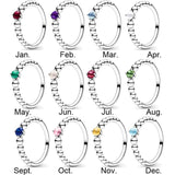 925 Silver Birthstone Crystal Rings for Women Wedding Party Gift