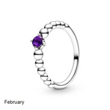 925 Silver Birthstone Crystal Rings for Women Wedding Party Gift