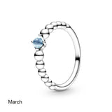 925 Silver Birthstone Crystal Rings for Women Wedding Party Gift