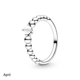 925 Silver Birthstone Crystal Rings for Women Wedding Party Gift