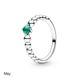 925 Silver Birthstone Crystal Rings for Women Wedding Party Gift