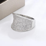 Silver Big Band Ring Zircon Stone Wedding Jewelry